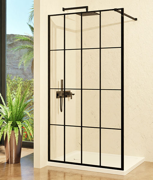 FRIDA black walk-in zuhanyfal (2 méret)