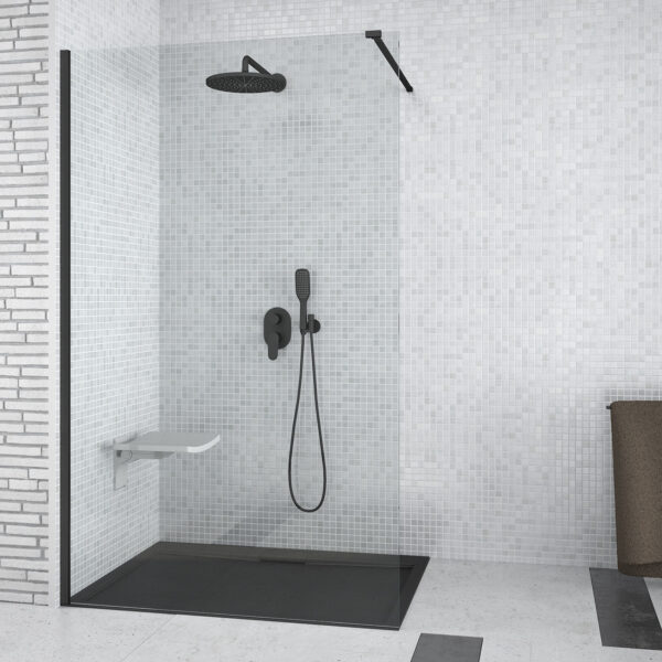 AVEO black walk-in zuhanyfal