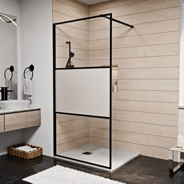 FANNY black walk-in zuhanyfal