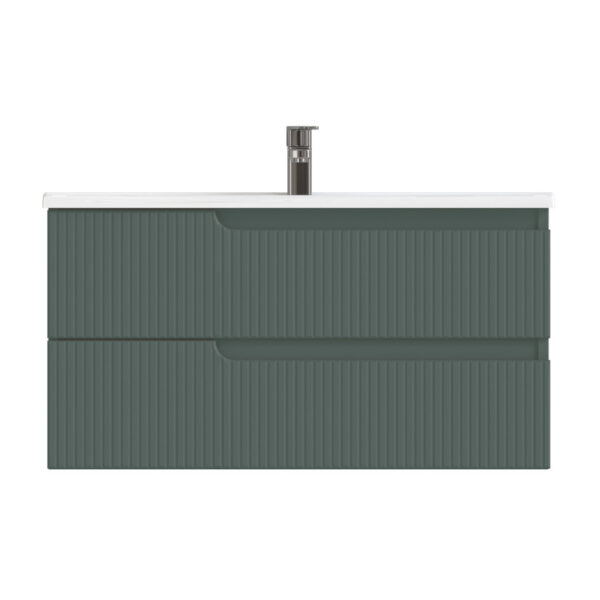 Piramida EURIDIKA fali fürdőszobabútor - műmárvány mosdóval -2 fiókos - PINO ZÖLD - 100 x 48 x 53 cm