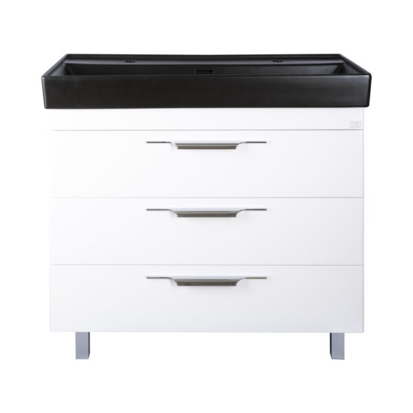 TMP TRIO 100D álló fürdőszobabútor - CeraStyle SHARP FEKETE DUPLA csaplyukas mosdóval - 100 x 48 cm