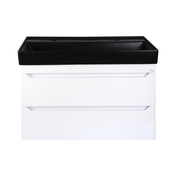 TMP SHARP 100D fali fürdőszobabútor - CeraStyle SHARP FEKETE DUPLA csaplyukas mosdóval - 100 x 48 cm