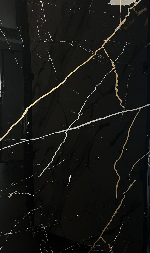 Falpanel, márvány mintával, PVC, 280x120 cm - Gold Marquina - Image 2