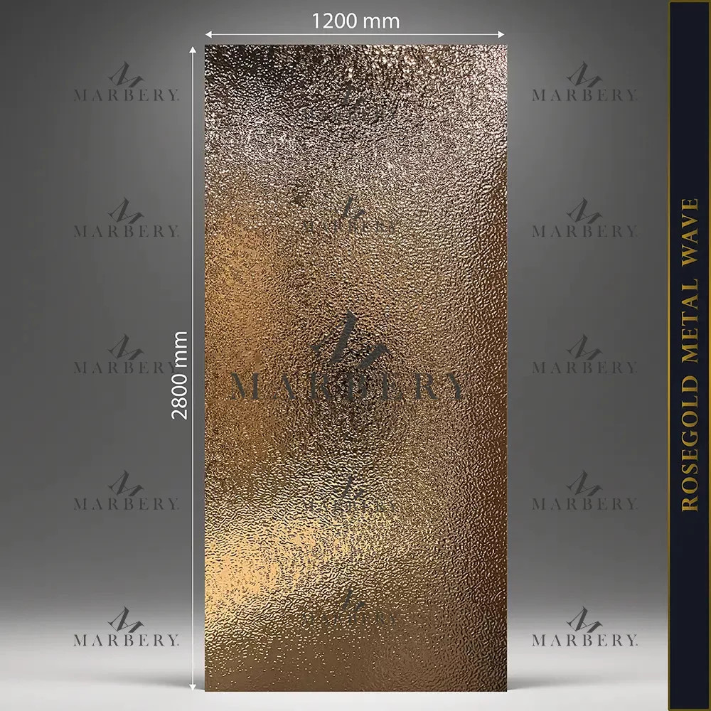 Falpanel, fém hatású, bambuszrost, 280x122 cm - Rosegold Metal Wave