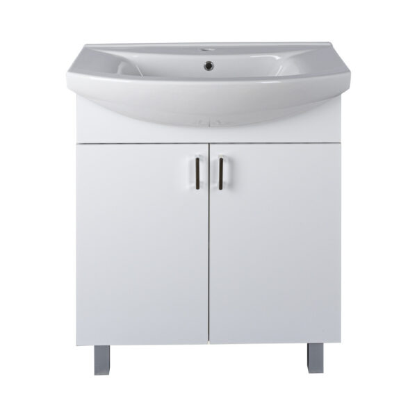 VivaStyle EKONOMIK 75 lábon álló 2 ajtós fürdőszobabútor Sanovit ZENON 6075 mosdóval 75 x 50 cm