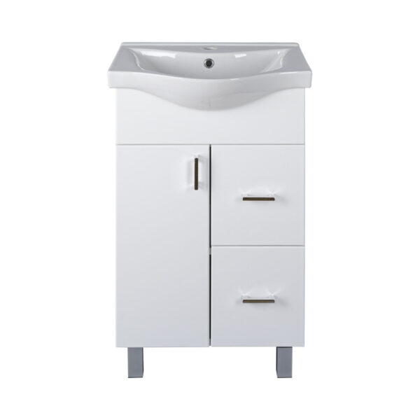 VivaStyle BIANKA 55 lábon álló fürdőszobabútor 2 fiókos Sanovit ALBATROS 10055 mosdókagyló 54,5x45cm